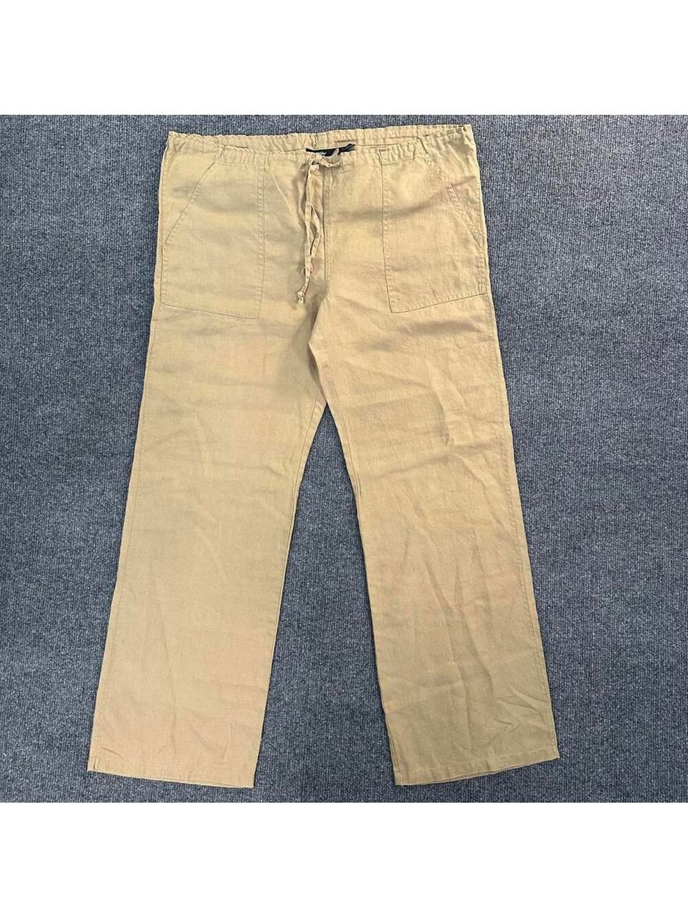 Vtg Y2K Women’s Linen Trouser Wide Leg Lagenlook Muted Tone Minimalist Pants M